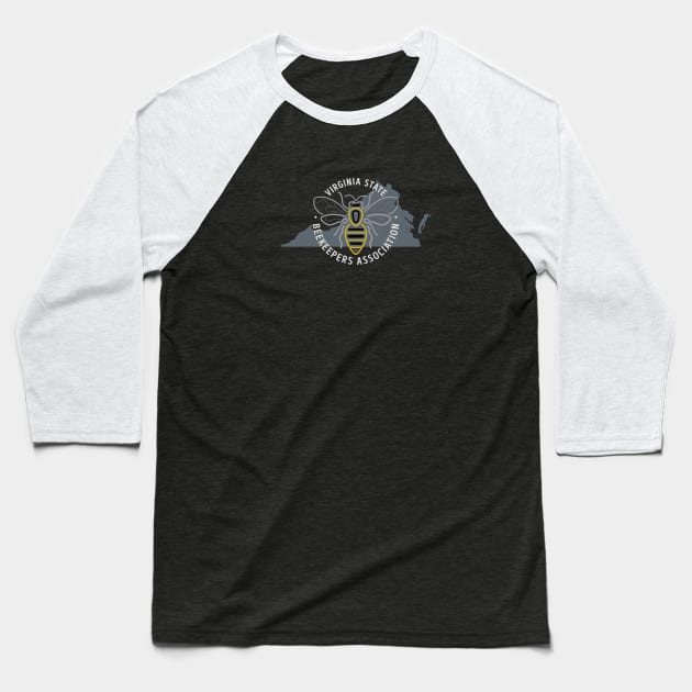 VSBA LOGO WHITE LETTERING Baseball T-Shirt by Virginia State Beekeepers